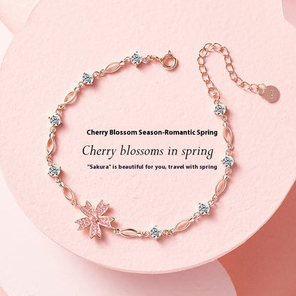 Ferris Wheel Cherry Blossom Bracelet Women's All-match S925 Sterling Silver