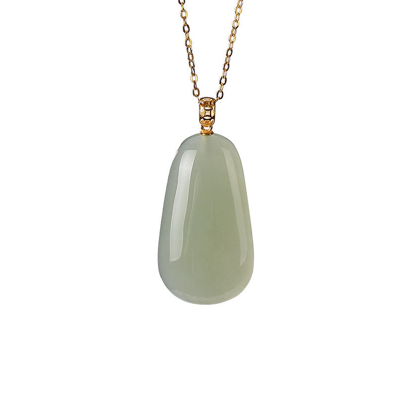 18K Gold Inlaid Natural Hetian Jade Gray Jade Pendant