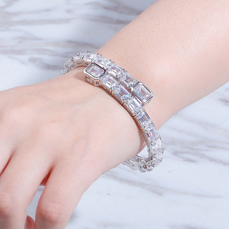 Hip Hop Jewelry Rectangular Zircon Bracelet