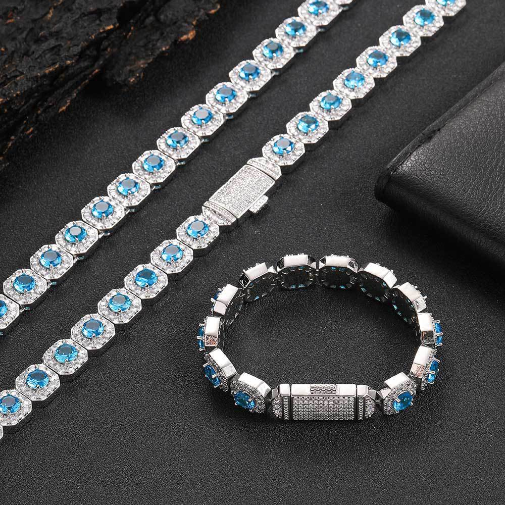 Flip Buckle Color Zircon Rock Sugar Chain Necklace Bracelet