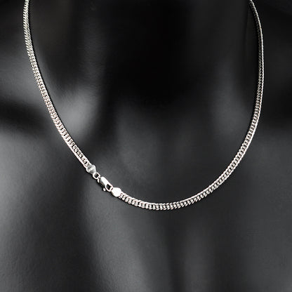 Silver Platinum-plated Cuban Necklace Men's And Women's High Quality Clavicle Chain