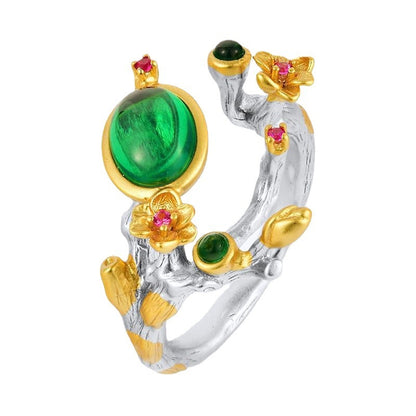 S925 Silver Emerald Elegant Alloy Ring