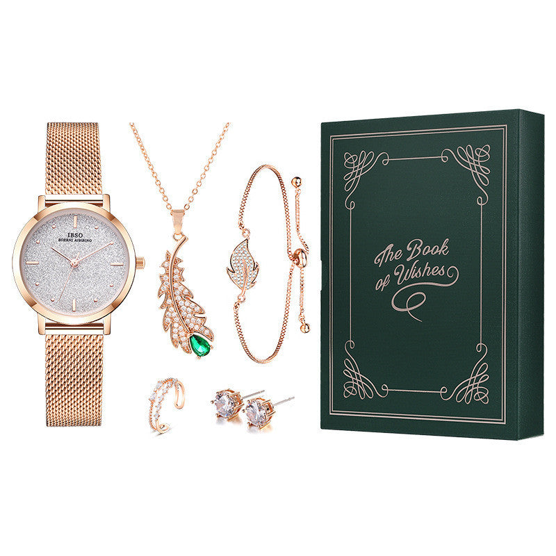 Conjunto de reloj y pulsera con diamantes de imitación para mujer