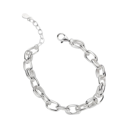 Bracelet de style urbain à chaîne épaisse creuse en argent sterling S925