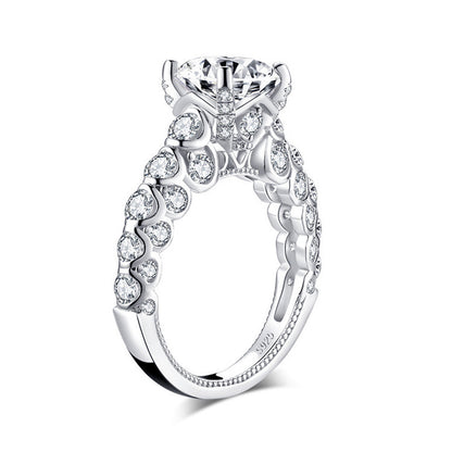 European And American High-end Ornament 925 Pure Silver Luxury Inlaid High Carbon Diamond Ring