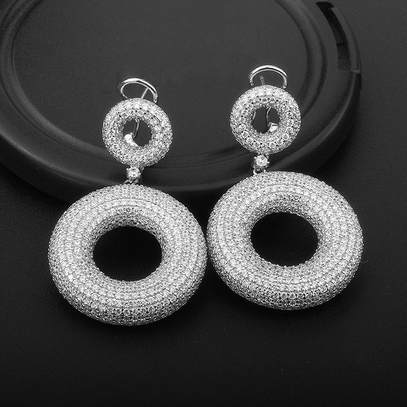 Boucles d'oreilles en argent S925 avec zircon européen et américain