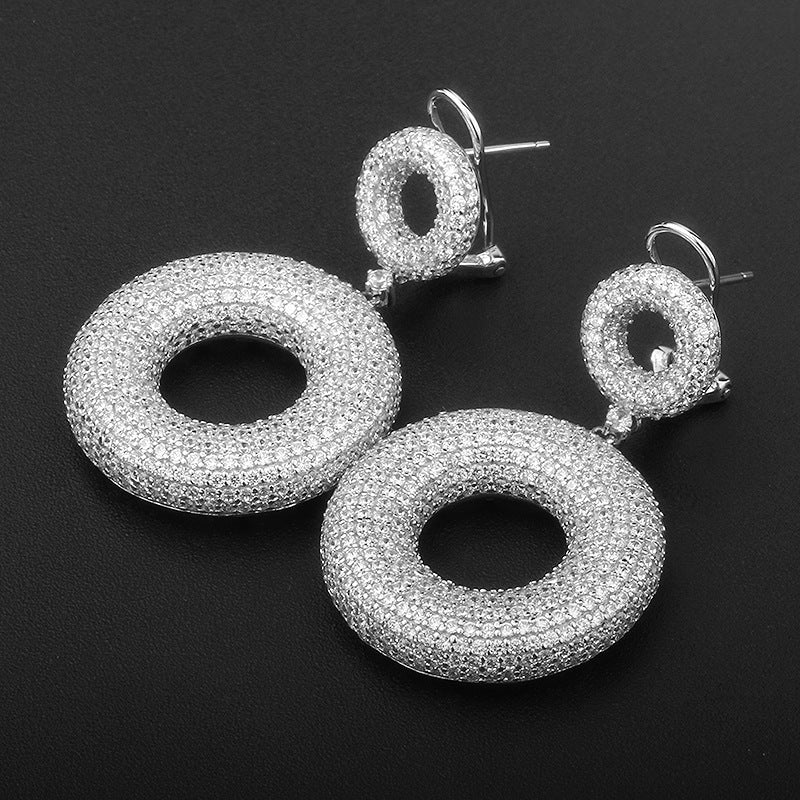 Boucles d'oreilles en argent S925 avec zircon européen et américain