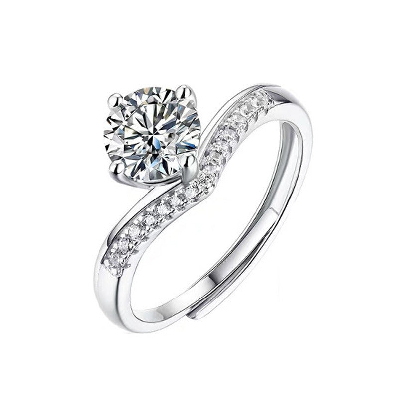 Bague en argent sterling 925 avec couronne de princesse et moissanite de 1 carat