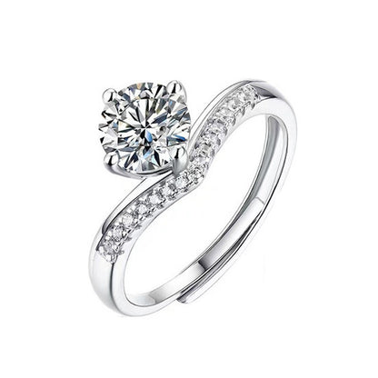 Bague en argent sterling 925 avec couronne de princesse et moissanite de 1 carat