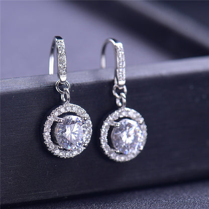 1 Karat Round Bag Micro-inlaid 925 Silver Moissanite Ear Studs