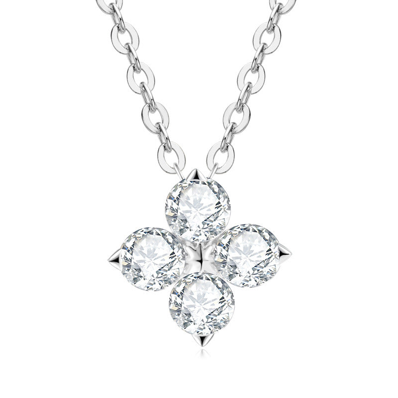 S925 Silver Clover Moissanite Necklace