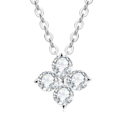 S925 Silver Clover Moissanite Necklace