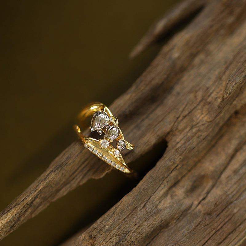 Gold And Silver Color Separation Sterling Silver Ring