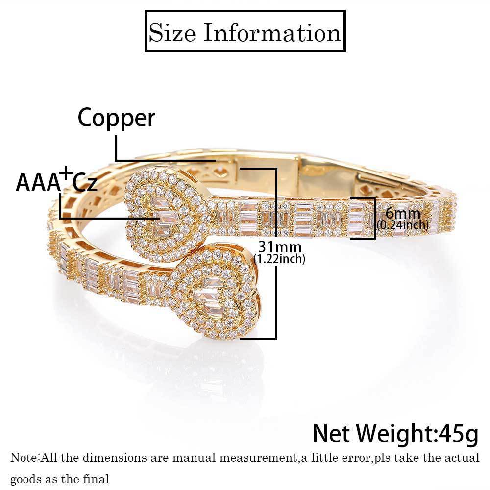 Men's And Women's Fashion Heart-shaped Zircon Bracelet