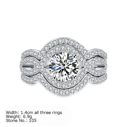 New 925 Sterling Silver Ring Women's Combination Ring Set