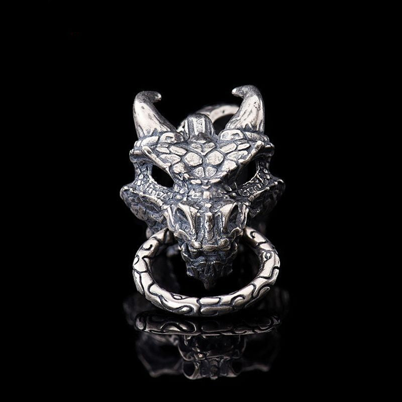 S925 Sterling Silver Blue Dragon Punk Pendant