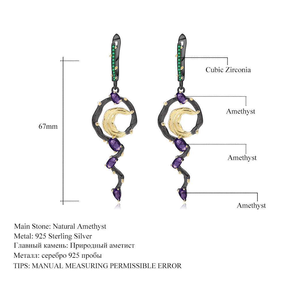 Collier et boucles d'oreilles en argent 925 avec pierres précieuses colorées naturelles et grenat