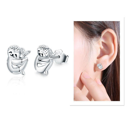 Boucles d'oreilles hypoallergéniques en argent sterling 925 pour oreilles sensibles en forme de petit animal paresseux