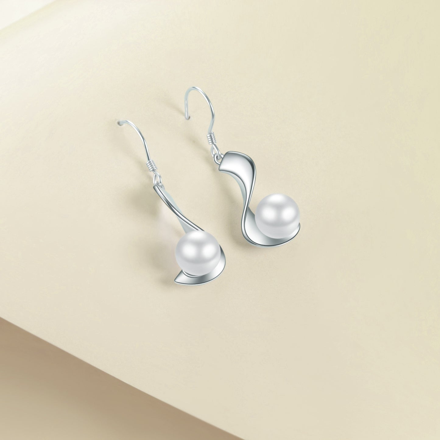 Sterling Silver Pearl Earrings Dangle Drop Earrings Fine Jewelry for Women 8mm Pearl