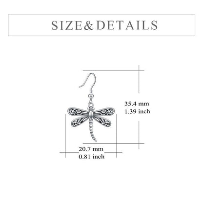 Dragonfly Dangle Drop Earrings Jewelry in Sterling Silver Oxidized