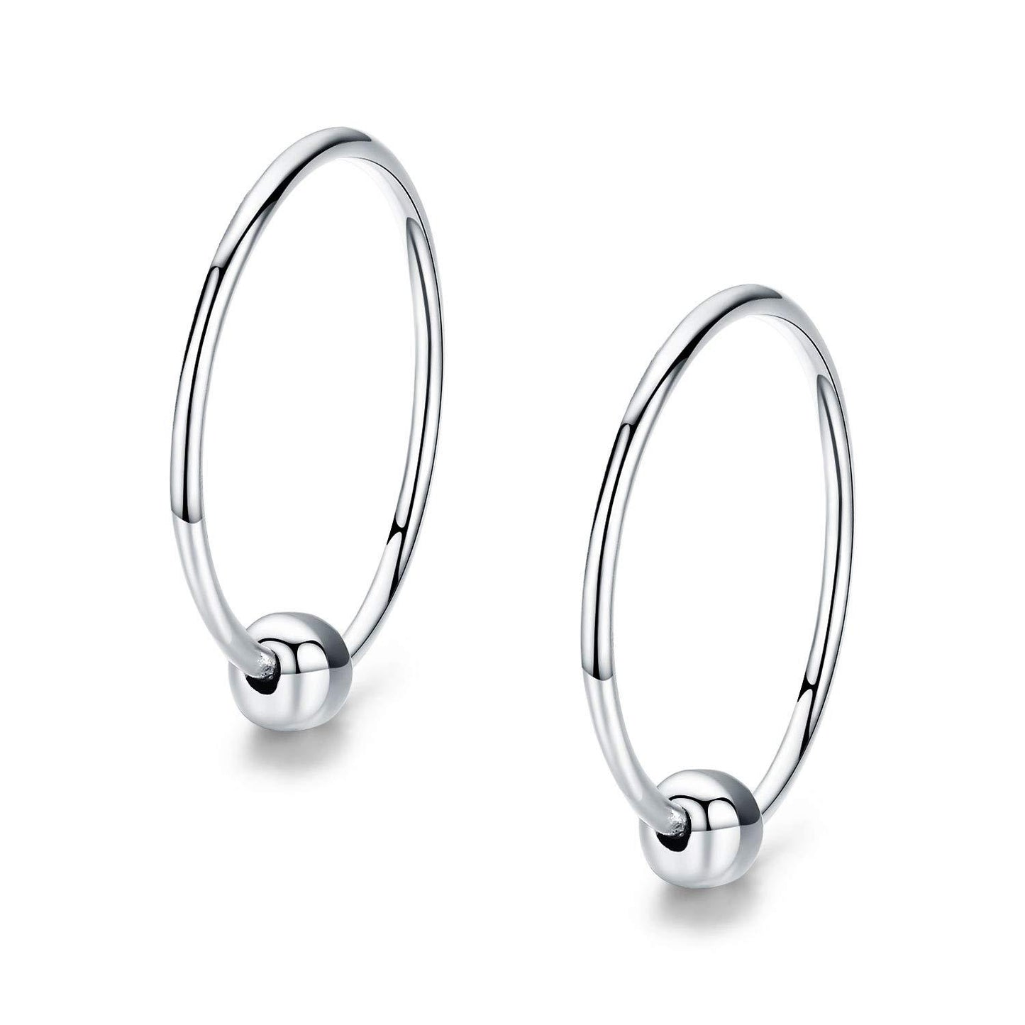 Boucles d'oreilles créoles hypoallergéniques en argent sterling pour cartilage, fines et délicates, pour femmes