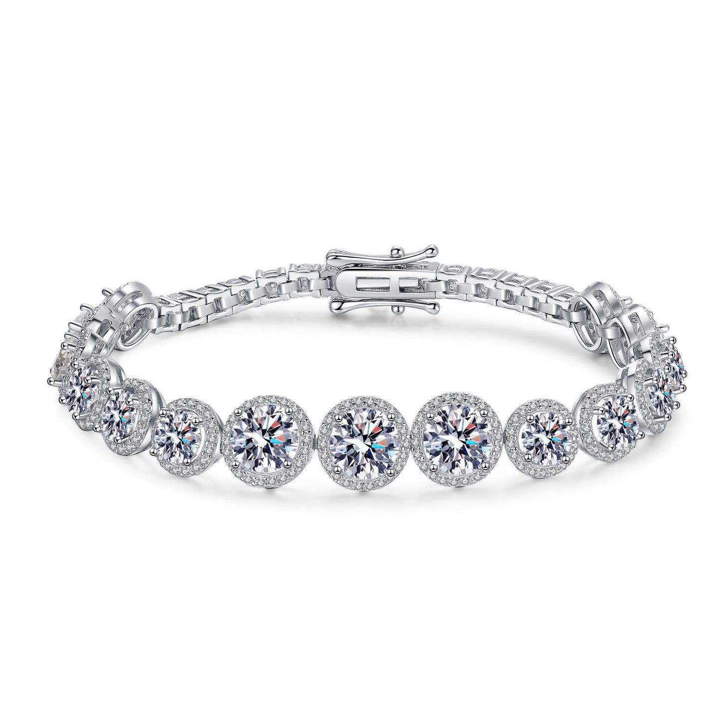 Bracelet en argent sterling 925 entièrement incrusté de moissanite pour femme, scintillant et étoilé