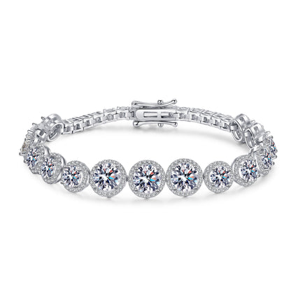 Pulsera de mujer con brillantes incrustaciones de moissanita en plata de ley 925 y estrellas