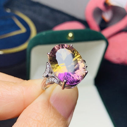 Colored Gems Jewelry Gorgeous Ametrine 925 Silver Ring