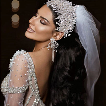 Tiara nupcial corona de cristal para boda accesorios hechos a mano