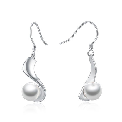 Pendientes colgantes de perlas de plata de ley, joyería fina para mujer, perlas de 8 mm