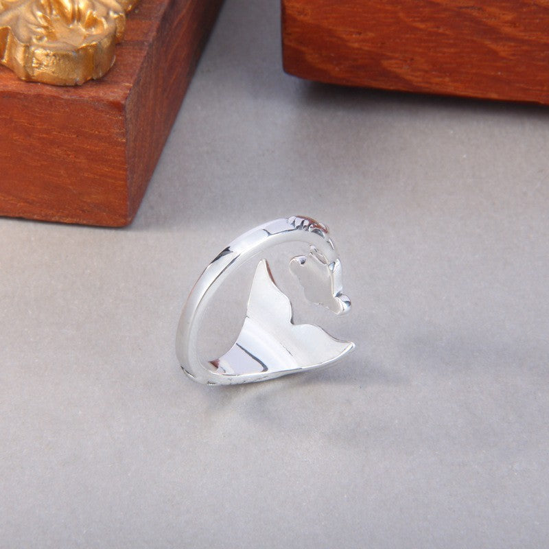 Sterling Silver Mermaid Tail Retro Ethnic Hailang Ring