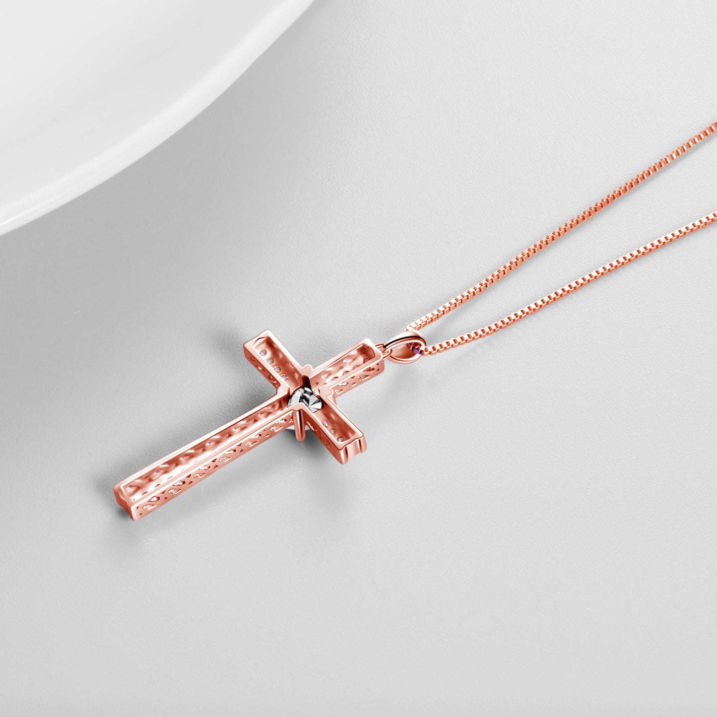 Collier croix plaqué or rose avec pierre de naissance pour femmes, bijoux cadeaux