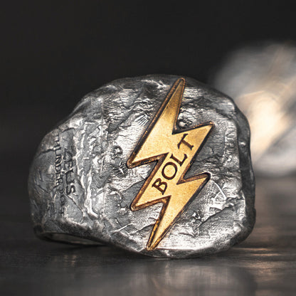 Retro Lightning Silver Ring Fashion Man