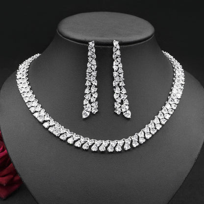 Fashion Zircon Clavicle Chain Earrings Set