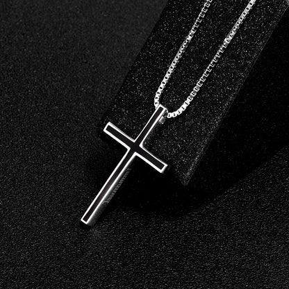 Collier pendentif croix noire pour homme en argent sterling 925 classique