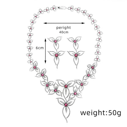 Women's Wedding Accessories Flower Zircon Necklace Earrings