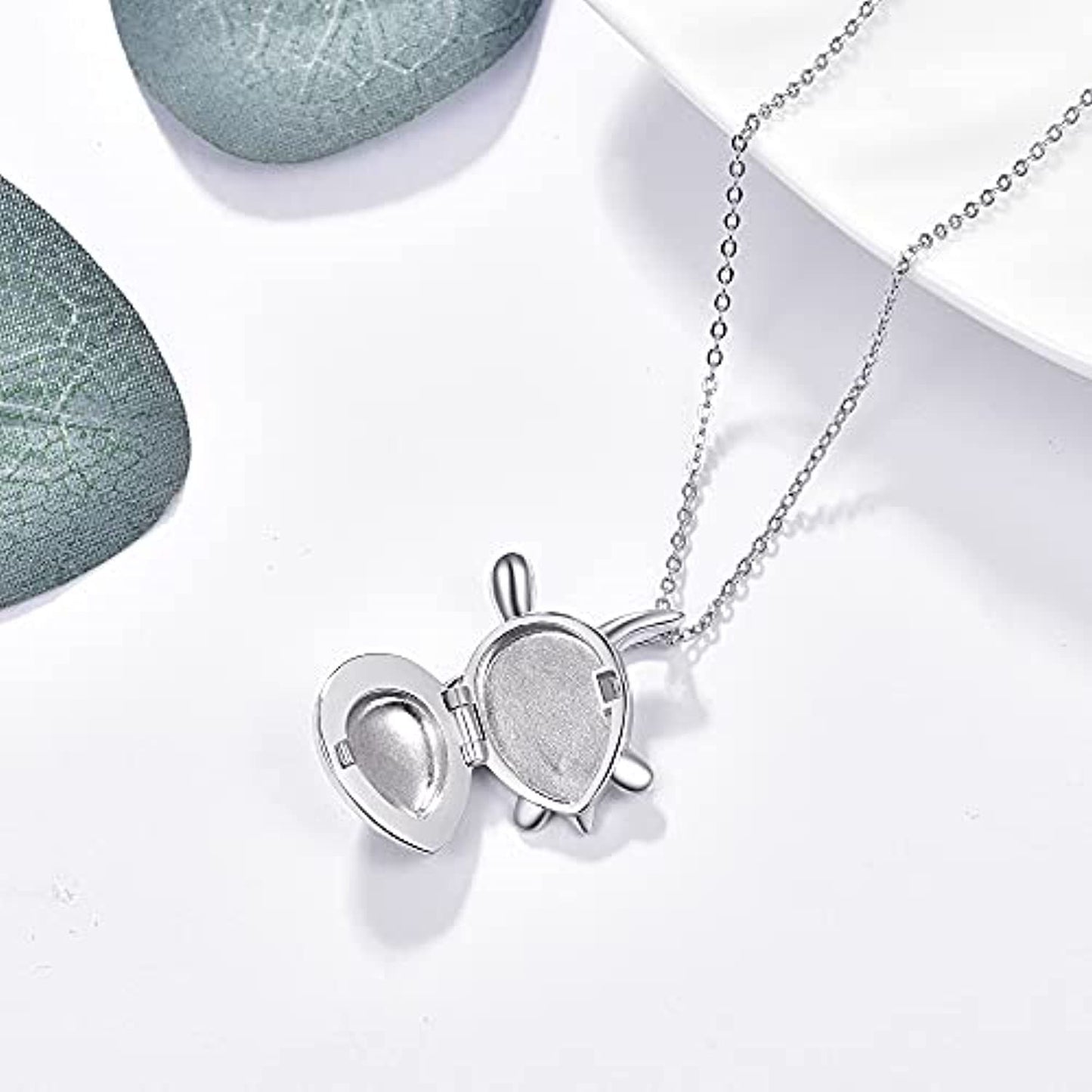 Silver Sea Turtle Locket Picture Photo Locket Abalone Shell Necklace For Women