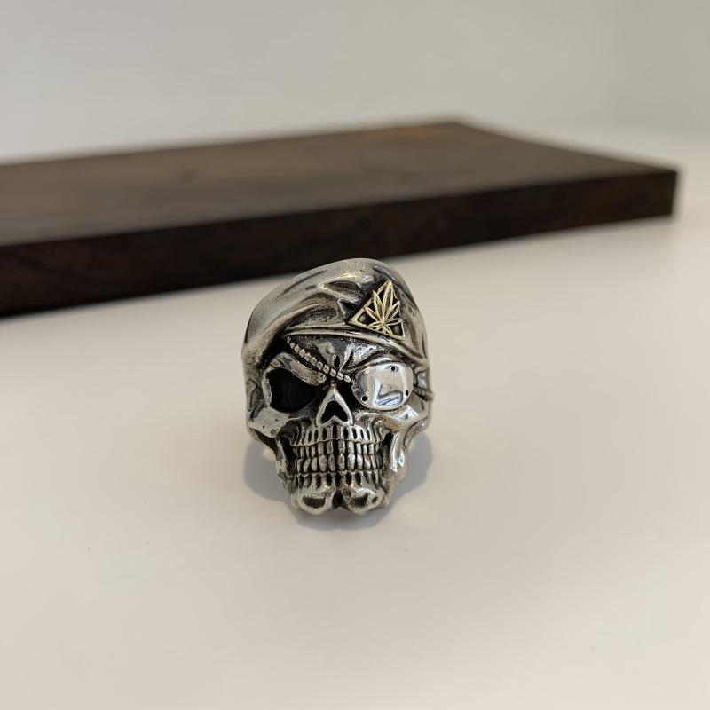 Personality 925 Sterling Silver Clown Hip Hop Punk Skull Ring