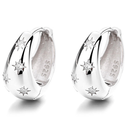 Boucles d'oreilles astérisme en argent sterling 925 pour femme, anneau d'oreille rétro français en forme de goutte d'eau