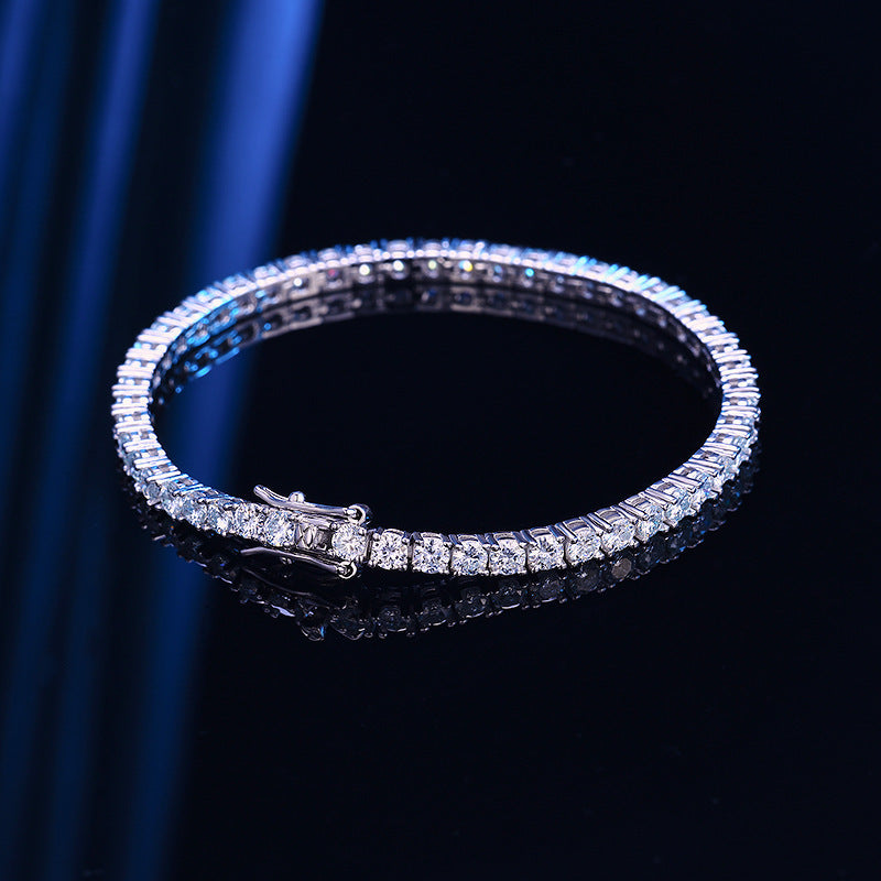 Bracelet en argent sterling S925 avec chaîne de tennis en moissanite à 10 points