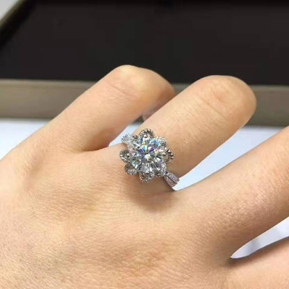 Bague en argent 925 plaqué or avec moissanite pour femme