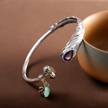 Jewelry Thai Silver  Water Drop Amethyst  Bracelet