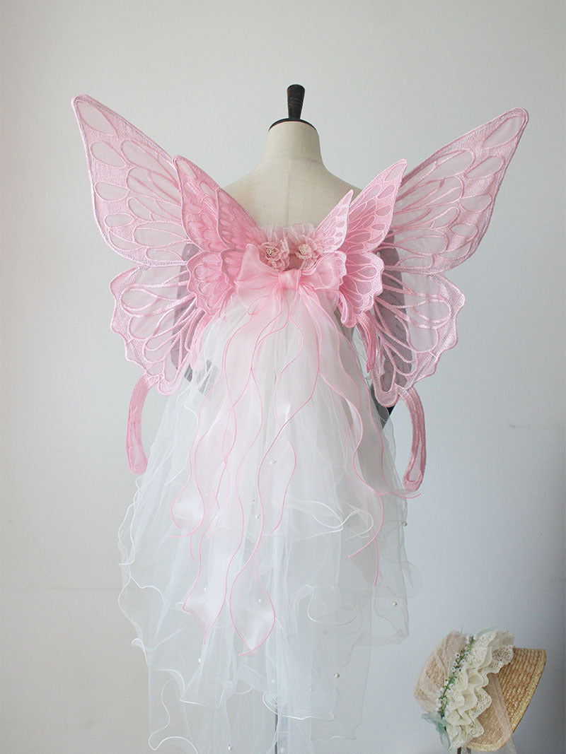 Cute Solid Color Butterfly Wings Back Decoration