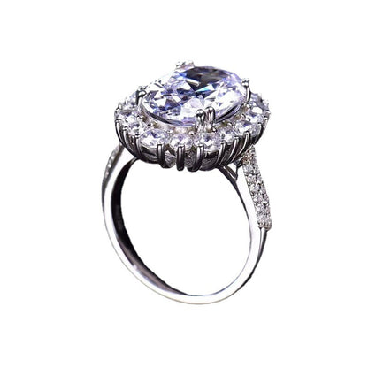 Bague en moissanite ovale en forme d'œuf DEVI Bague en diamant avec gros diamant