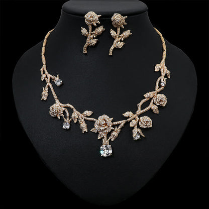 High Quality Flower Bridal Necklace Earring Set