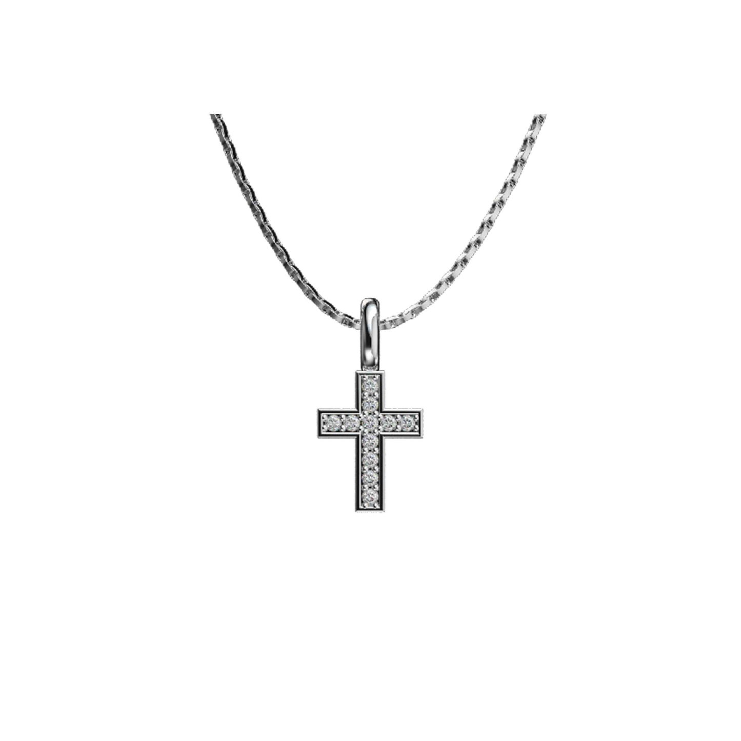 Full Diamond Cross Pendant Necklace Men's And Women's Clavicle Chain