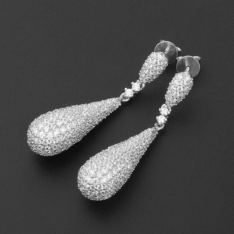 Long 925 Silver Water Drop-shaped Earrings