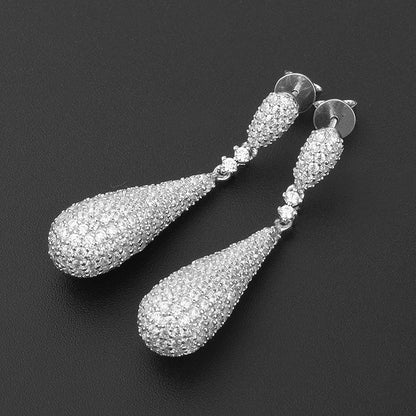 Long 925 Silver Water Drop-shaped Earrings