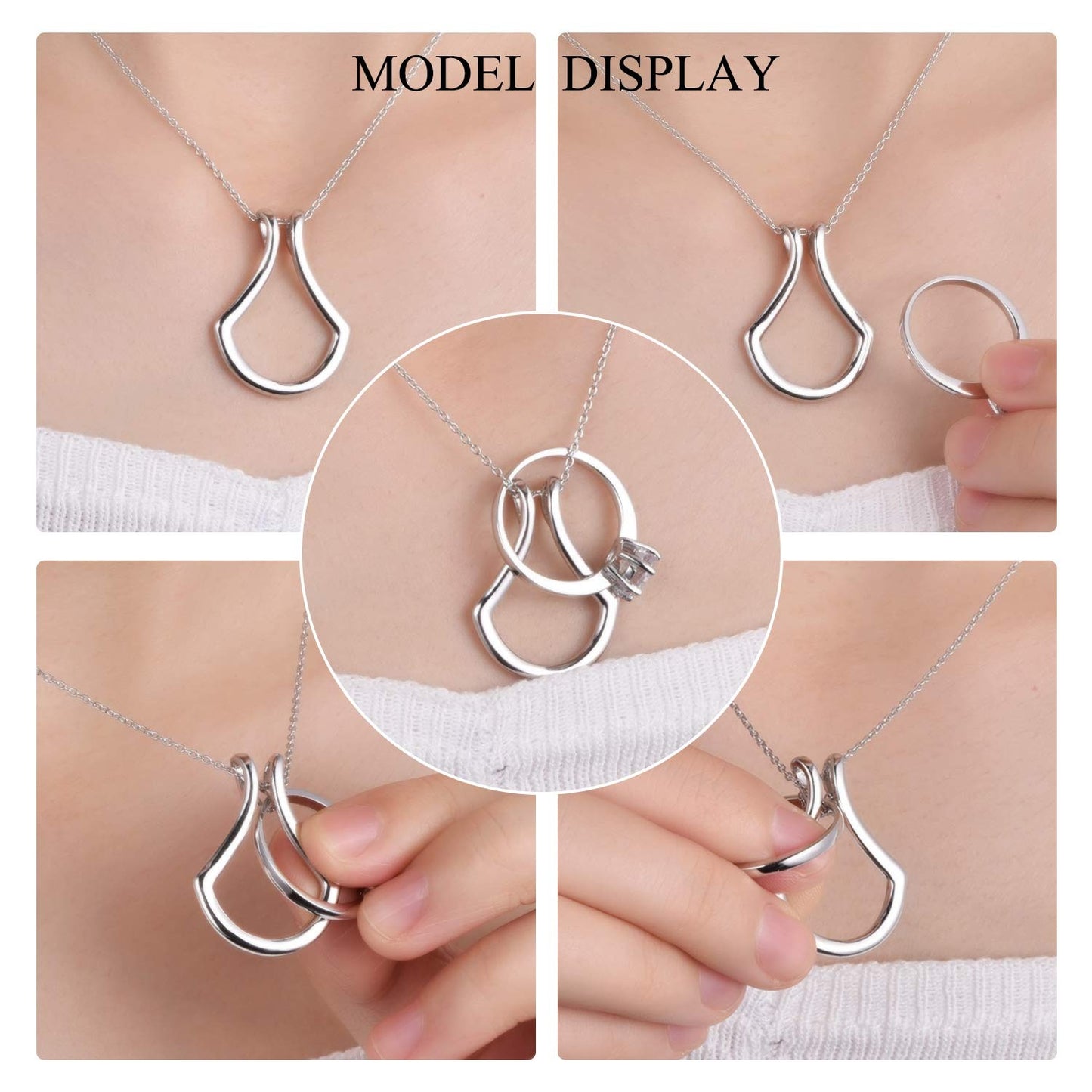 Sterling Silver Ring Holder Necklace Pendant Jewelry for Women