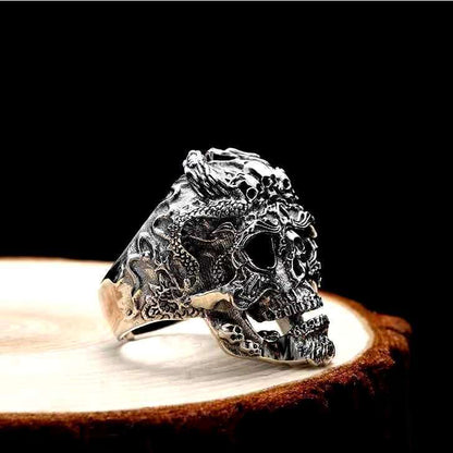 Anillo de estilo motociclista dominante de plata esterlina de moda para hombres, joyería europea y americana